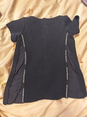 Emporio Armani Black Short Sleeve Logo-Trim Tee